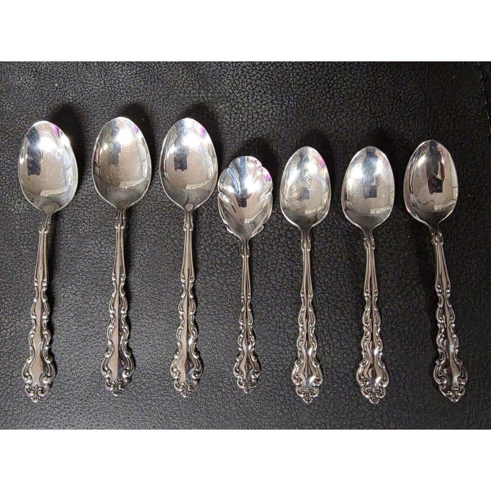 Oneida Silverplate Modern Baroque Lot 3 Teaspoons 3 Tablespoon 1 Sugar Spoon